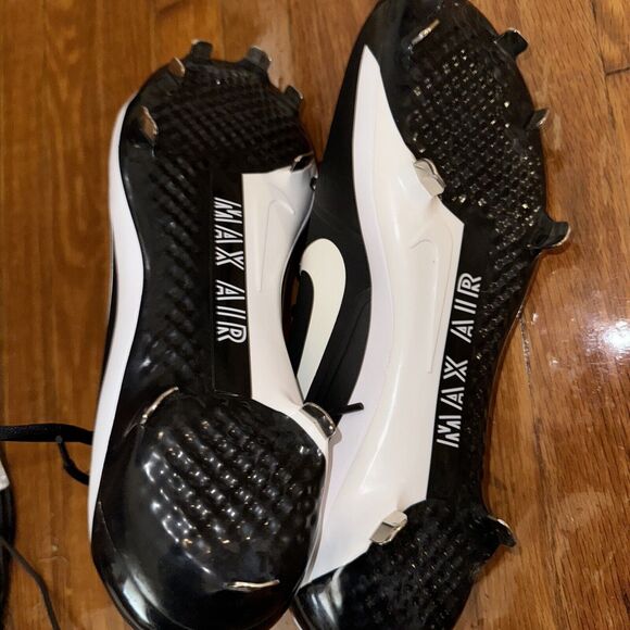 Mens Sz 12 NIKE FlyWire Air Clipper Max Air Baseball Cleats Black White New - Picture 8 of 8